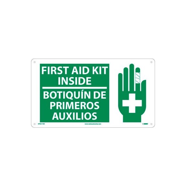 National Marker Co Bilingual Plastic Sign - First Aid Kit Inside SPSA172R - main